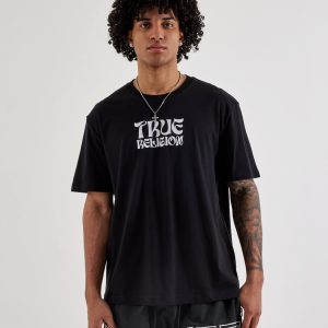 True Religion Wavy Logo Buddha Face Tee