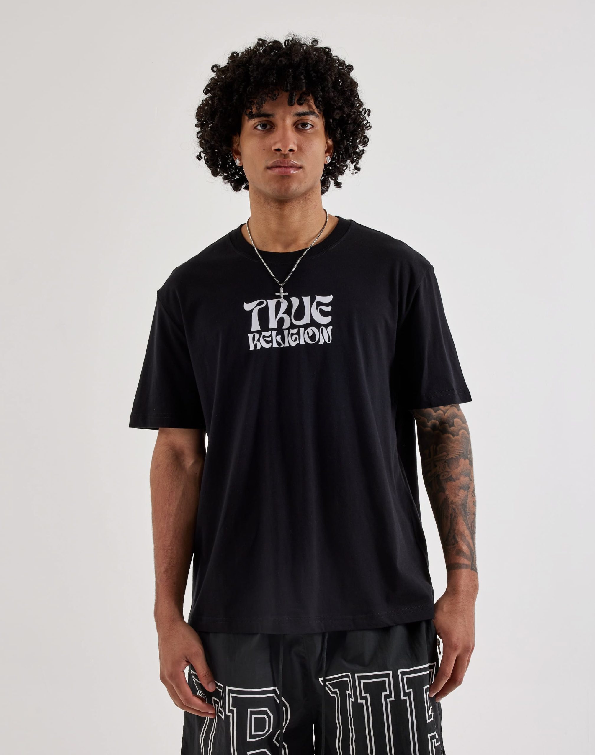 True Religion Wavy Logo Buddha Face Tee