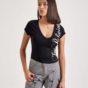 True Religion Cap Sleeve V-Neck Tee