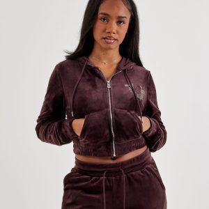 True Religion Crystal Velour Full-Zip Hoodie