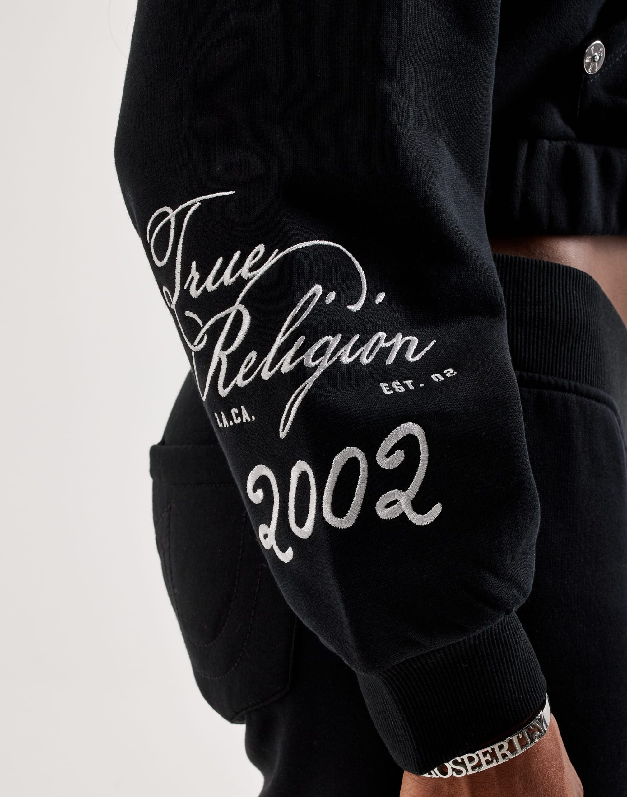 True Religion Crystal Patched Full-Zip Fleece Hoodie - Image 5