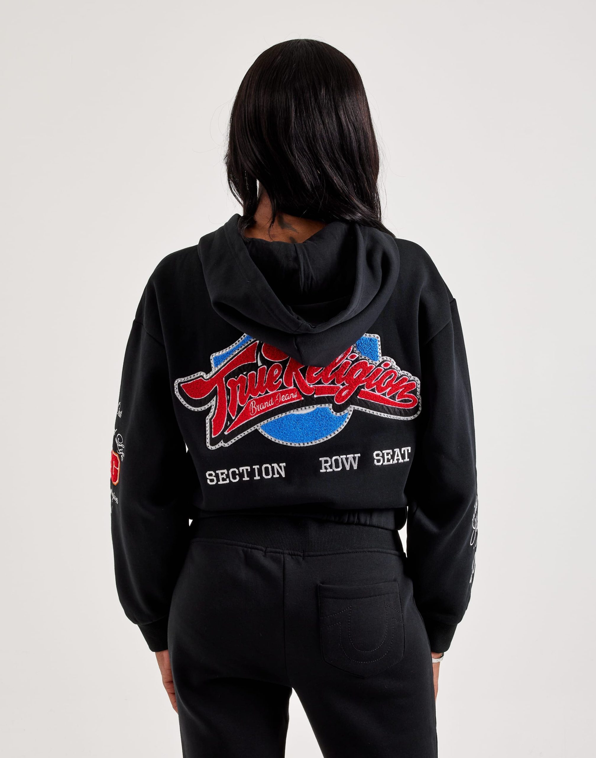 True Religion Crystal Patched Full-Zip Fleece Hoodie - Image 2