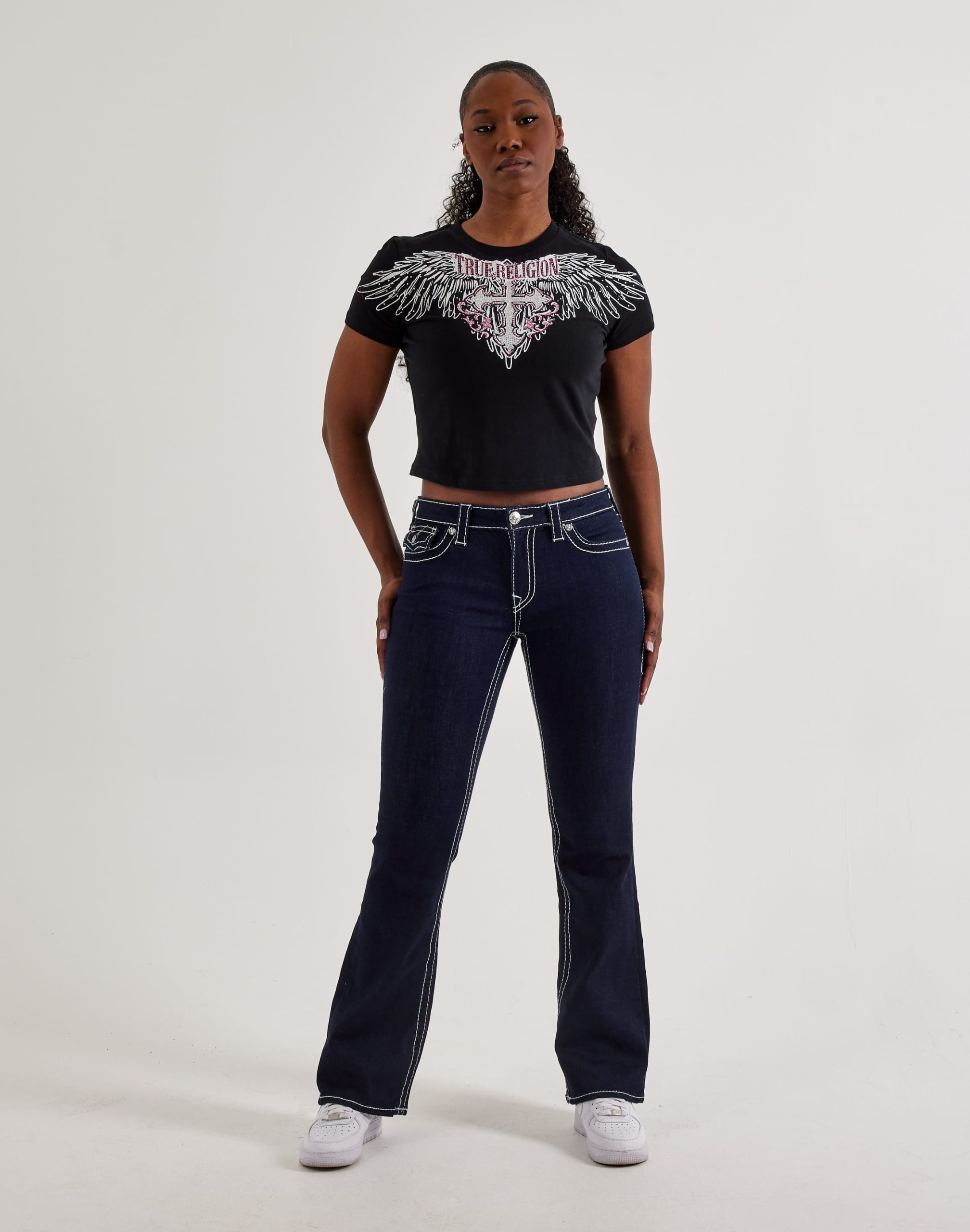 True Religion Crystal Wing Baby Tee - Image 4