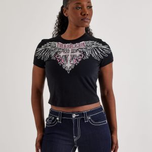 True Religion Crystal Wing Baby Tee