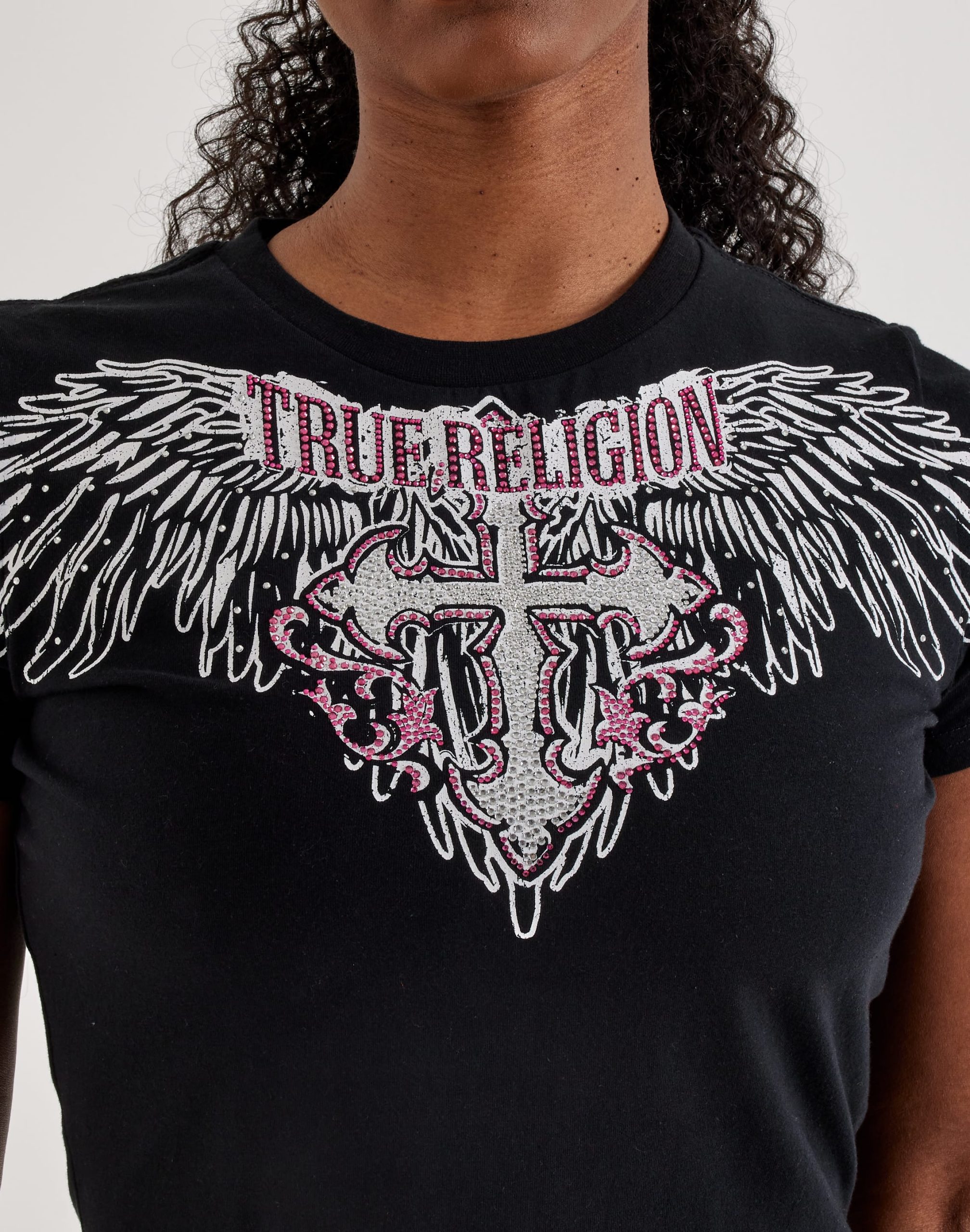 True Religion Crystal Wing Baby Tee - Image 2