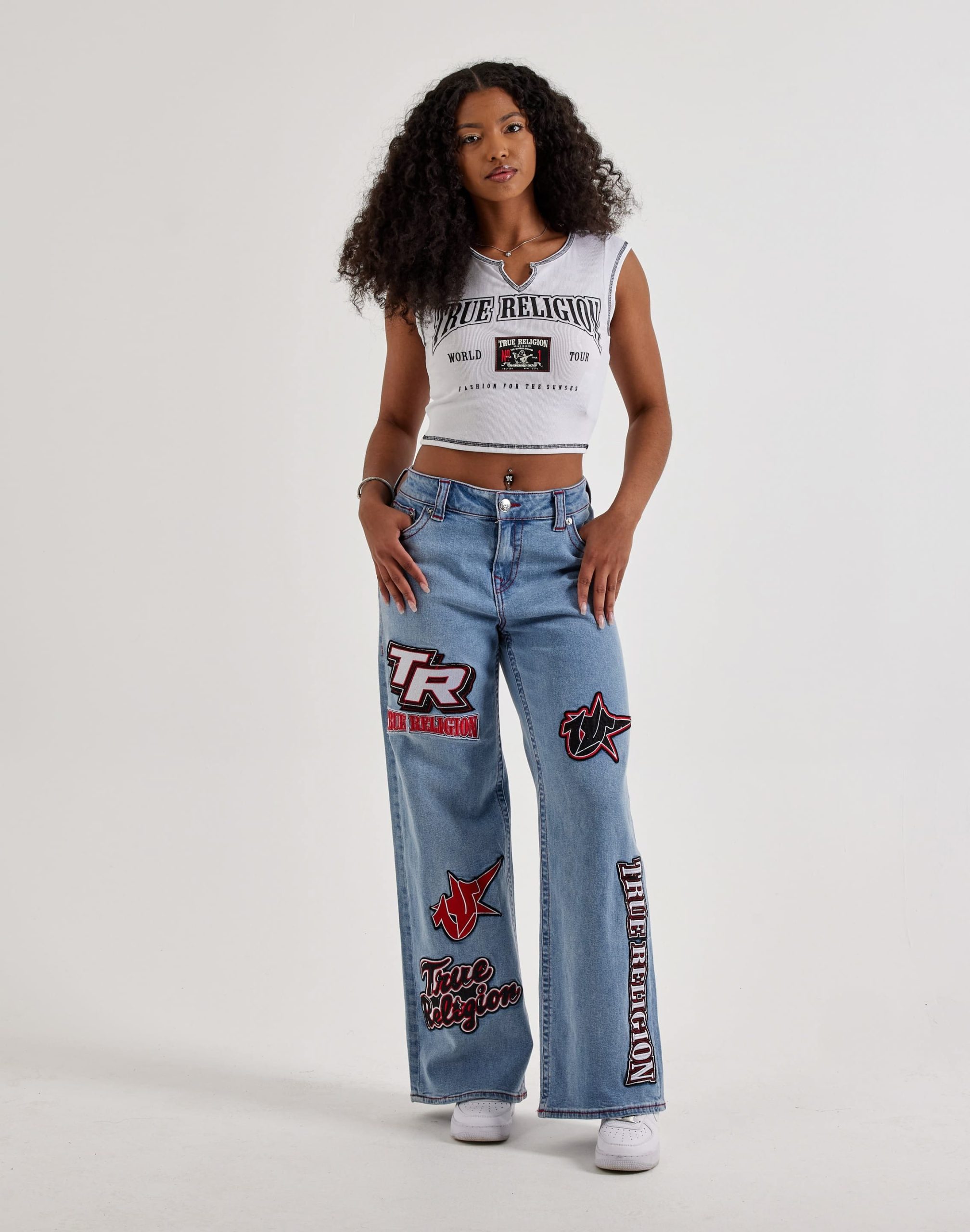 True Religion V-Notch Raglan Cap-Sleeve Tee - Image 4