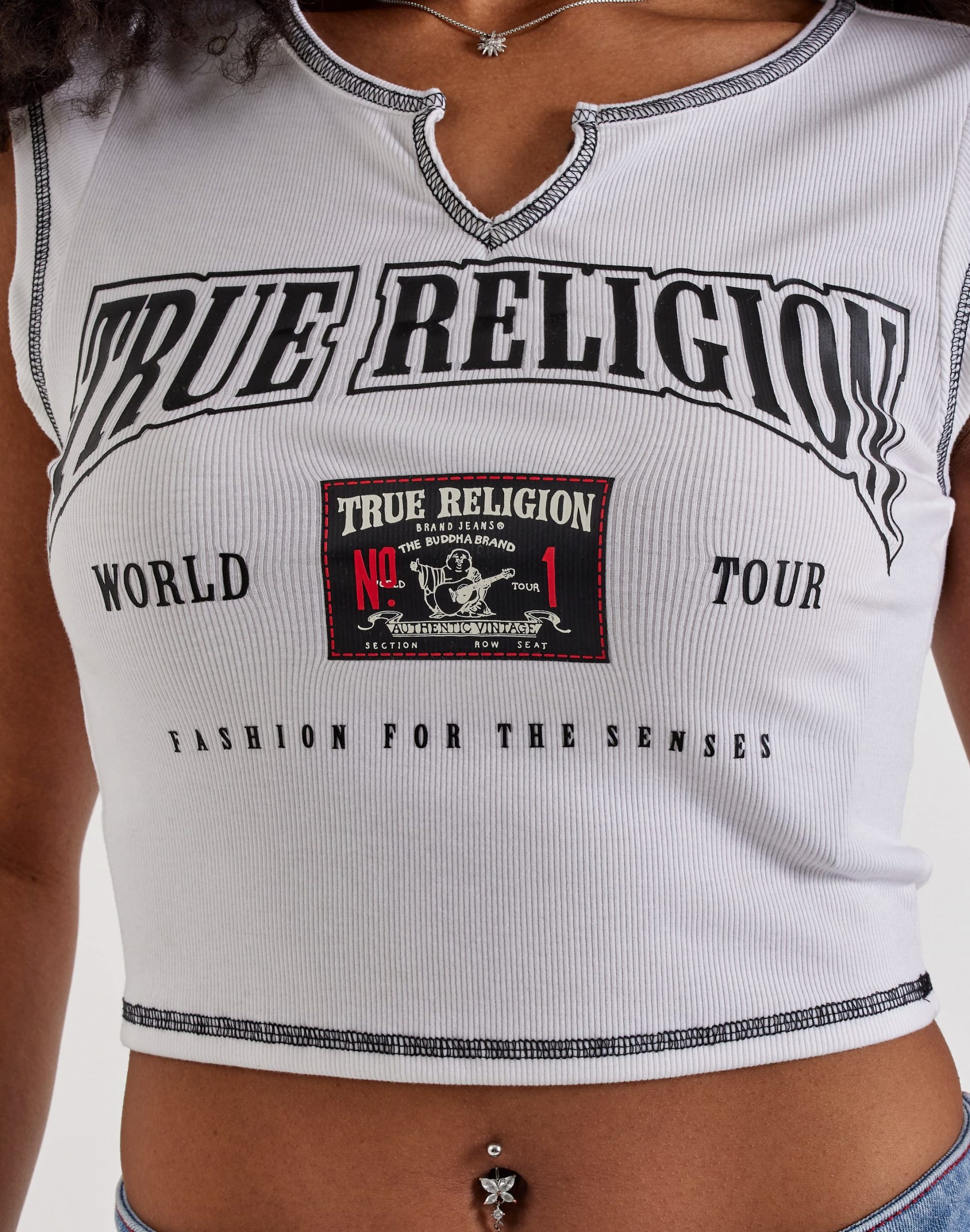 True Religion V-Notch Raglan Cap-Sleeve Tee - Image 2