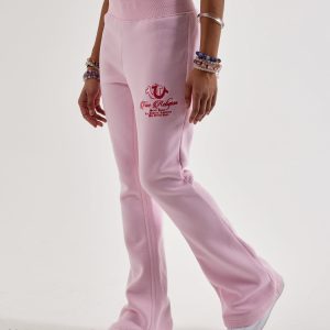 True Religion Embroidered Mid-Rise Big T Bootcut Fleece Sweatpants