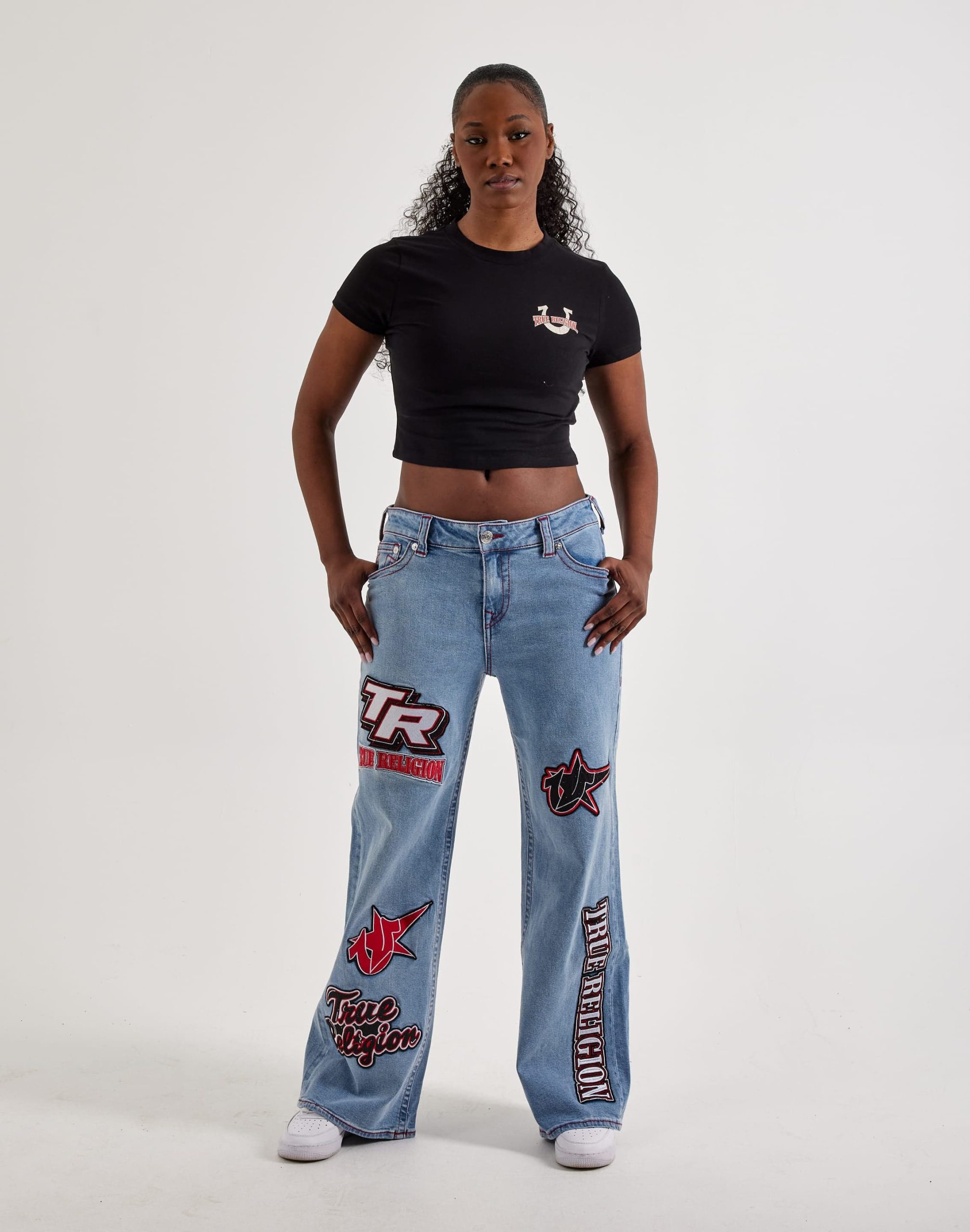 True Religion Bobbi Sporty Applique Baggy Denim Jeans - Image 6