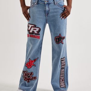 True Religion Bobbi Sporty Applique Baggy Denim Jeans