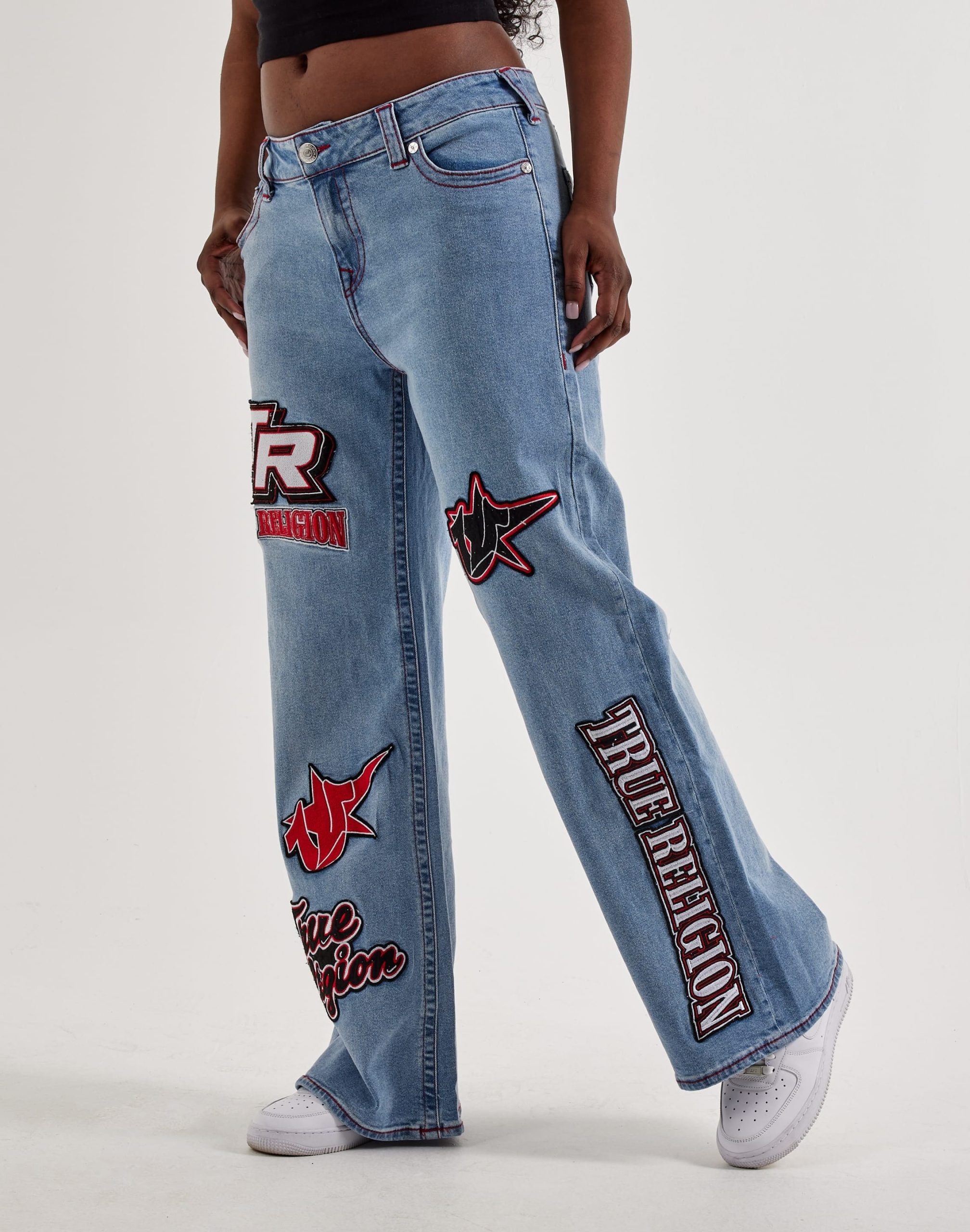 True Religion Bobbi Sporty Applique Baggy Denim Jeans - Image 3
