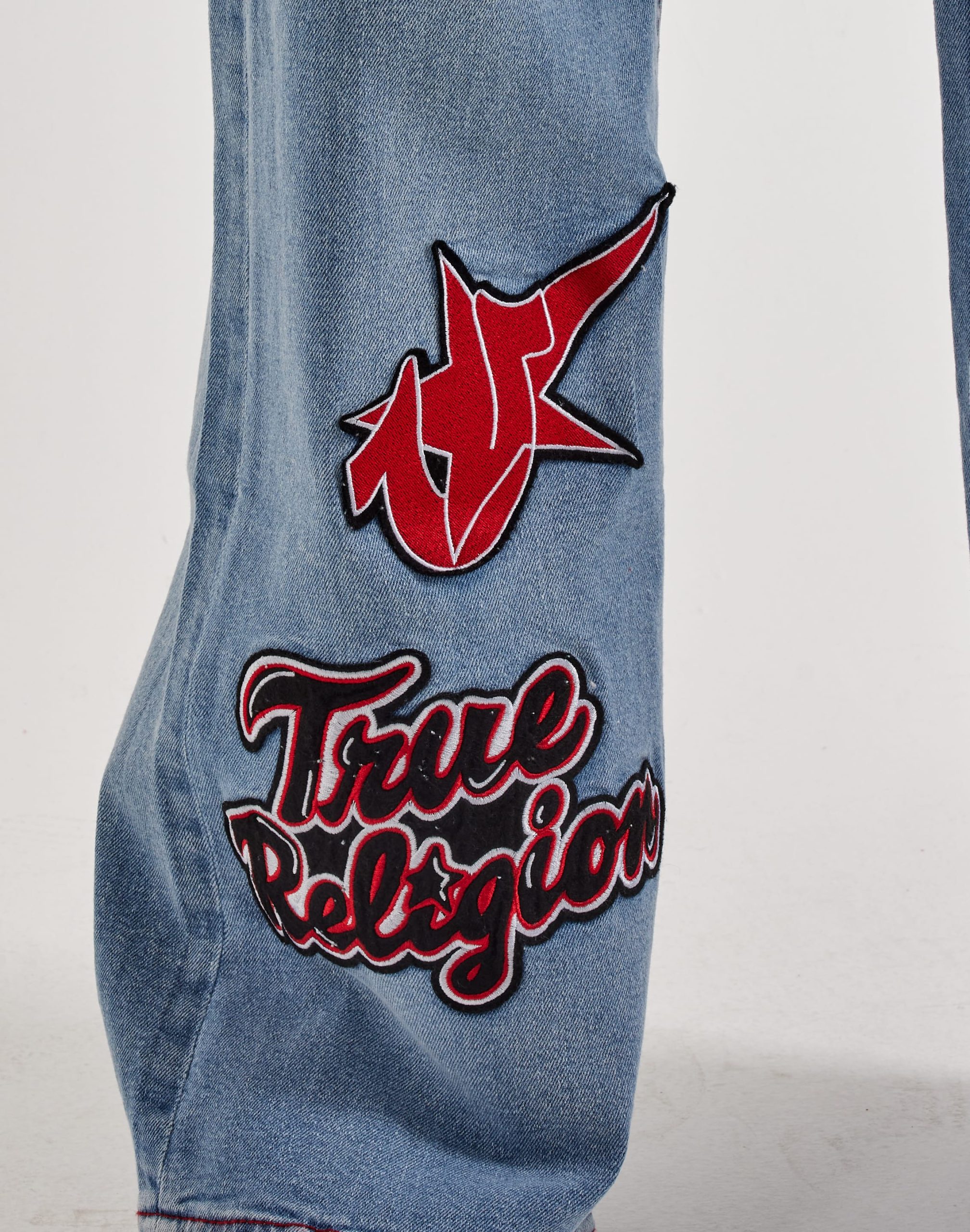 True Religion Bobbi Sporty Applique Baggy Denim Jeans - Image 5