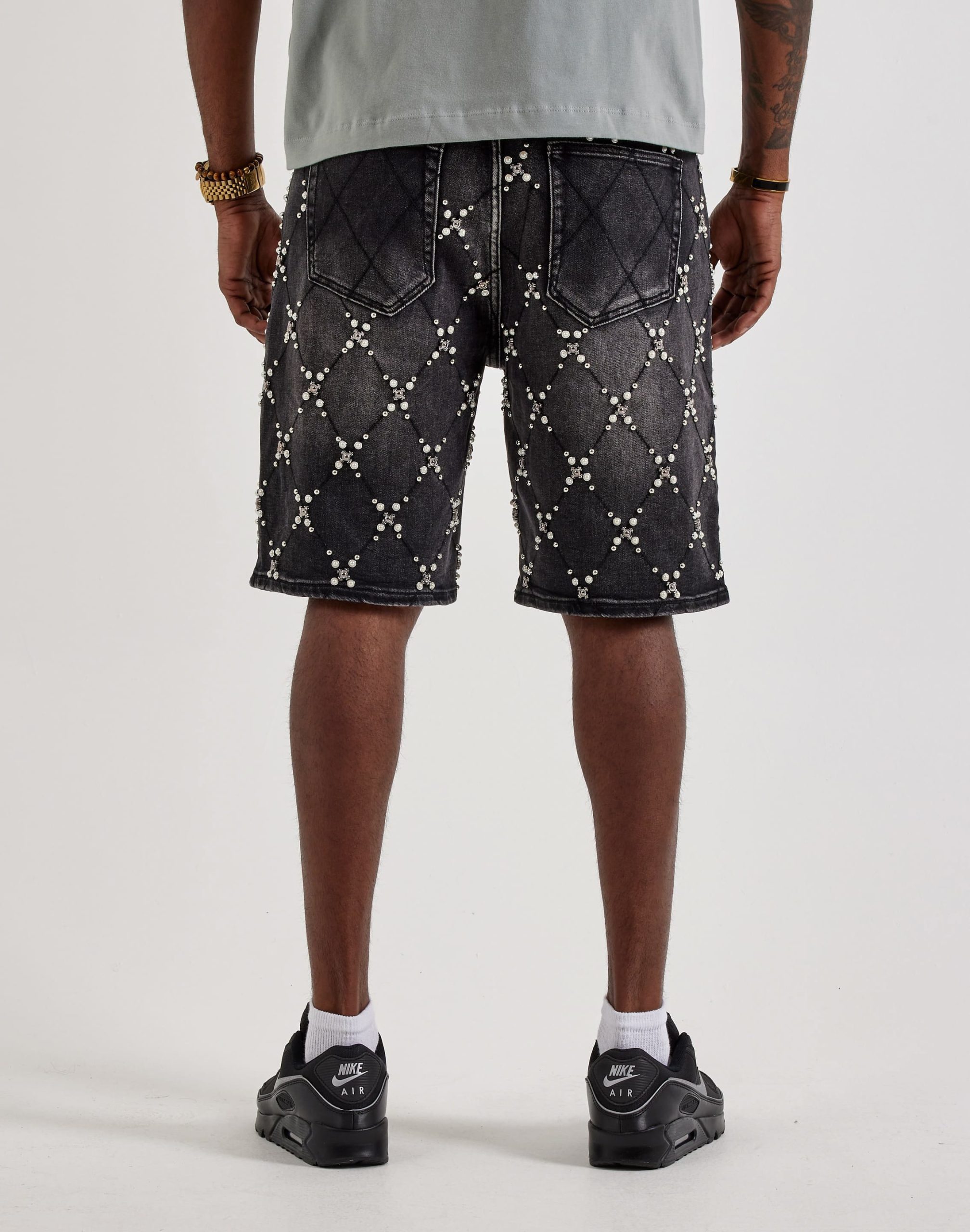 Vicious Denim Pearl Cluster Denim Shorts - Image 4