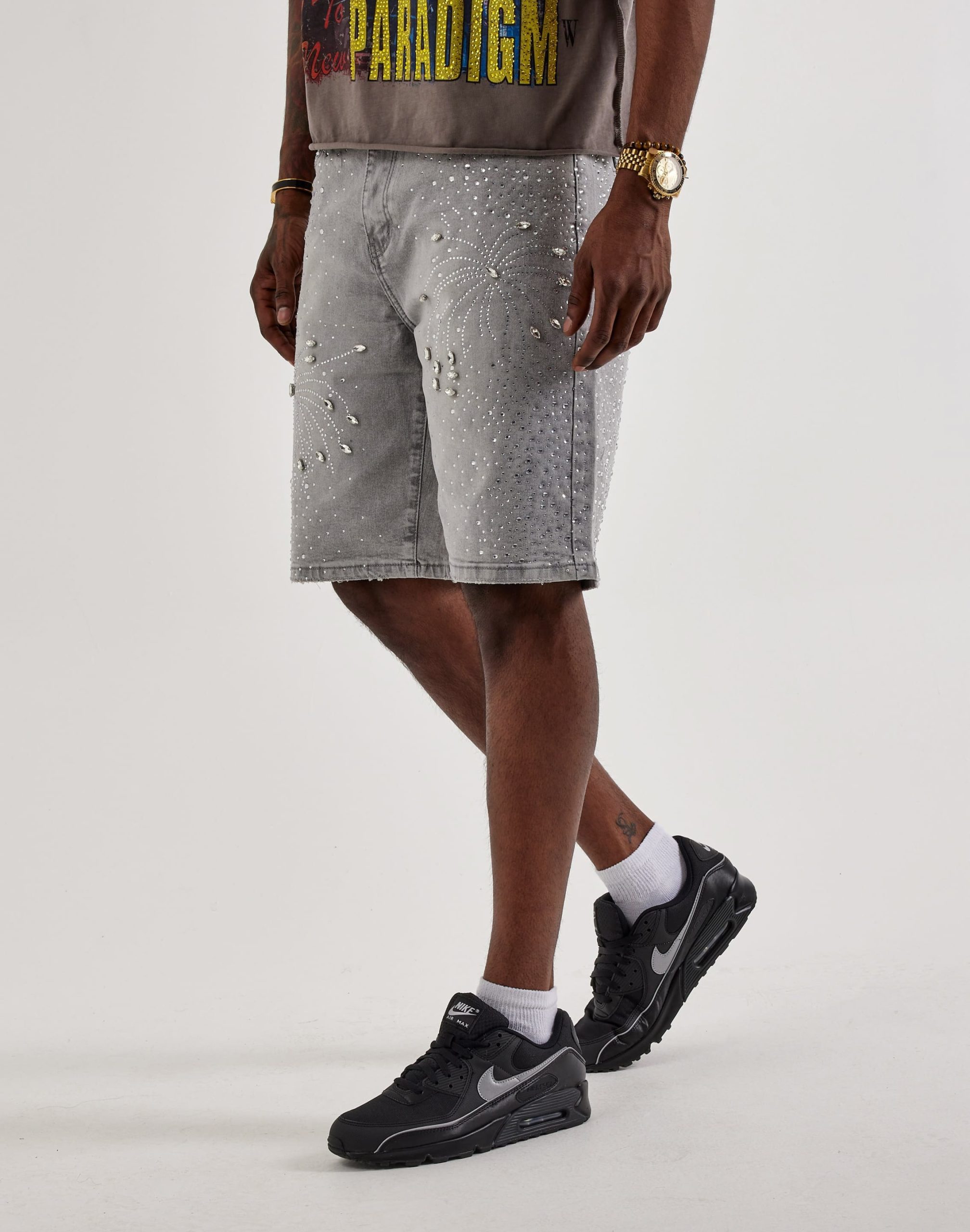 Vicious Denim Rhinestone Burst Denim Shorts - Image 2