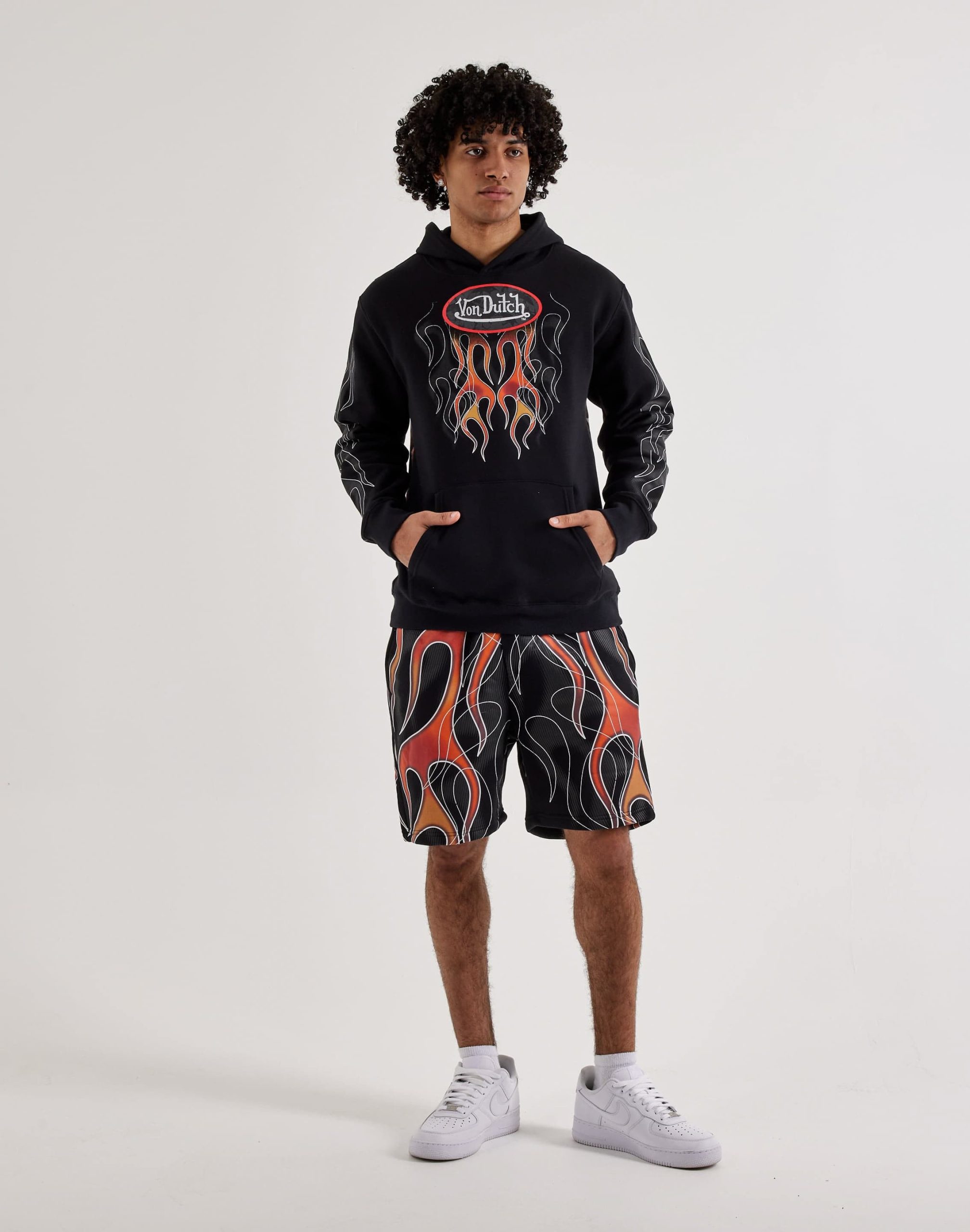 Von Dutch Allover Flame Pullover Fleece Hoodie - Image 5