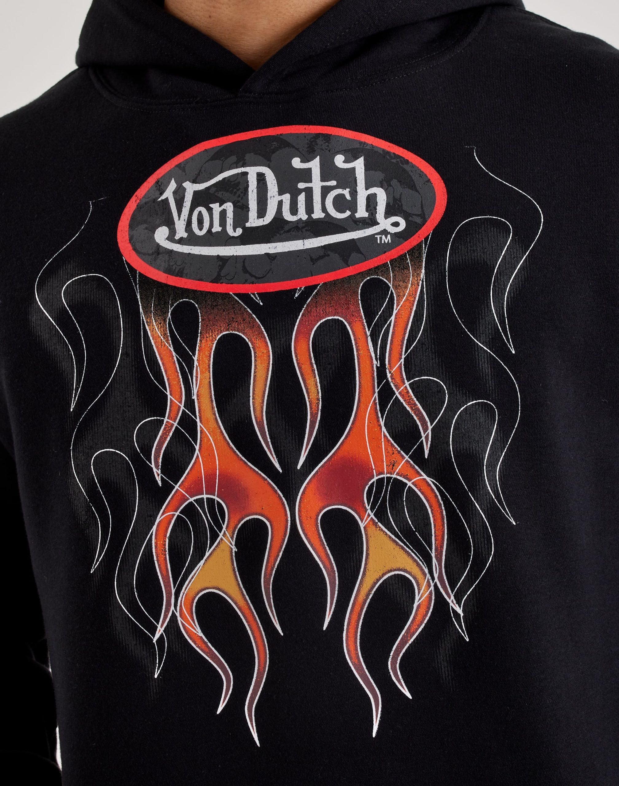 Von Dutch Allover Flame Pullover Fleece Hoodie - Image 3