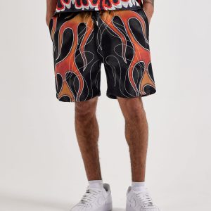 Von Dutch Allover Flame Fleece Sweat Shorts