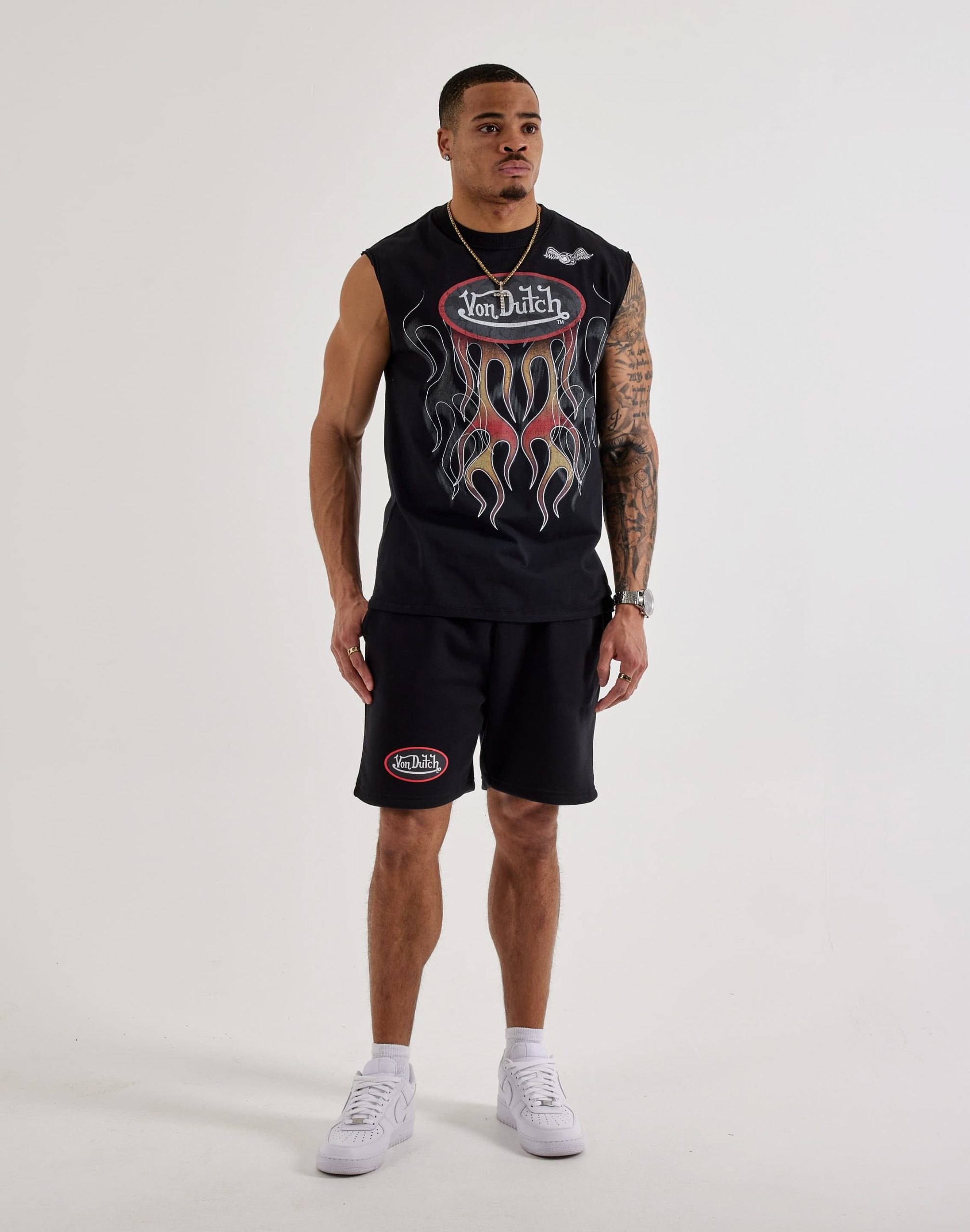 Von Dutch Classic Logo Flame Sleeveless Tee - Image 4