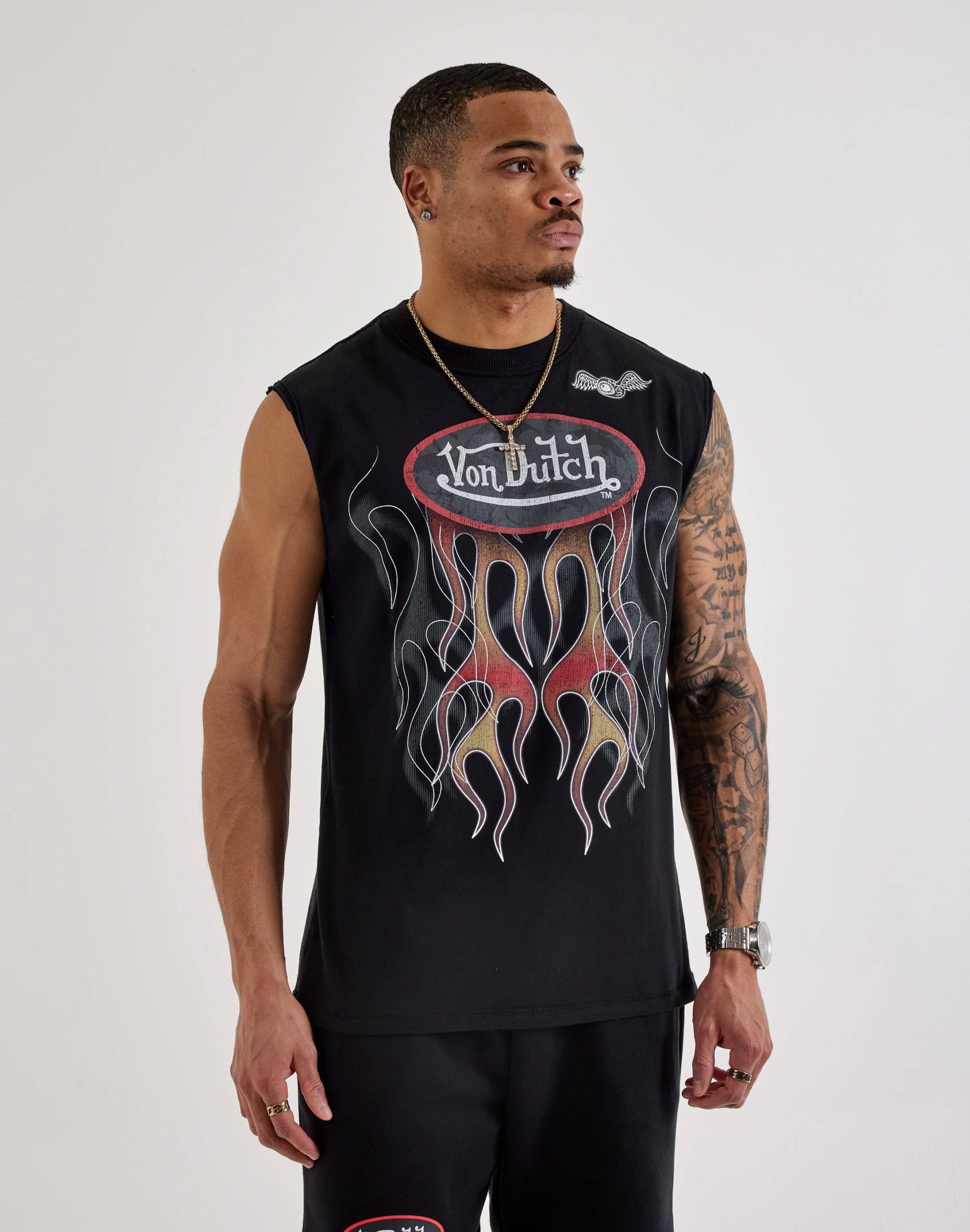 Von Dutch Classic Logo Flame Sleeveless Tee