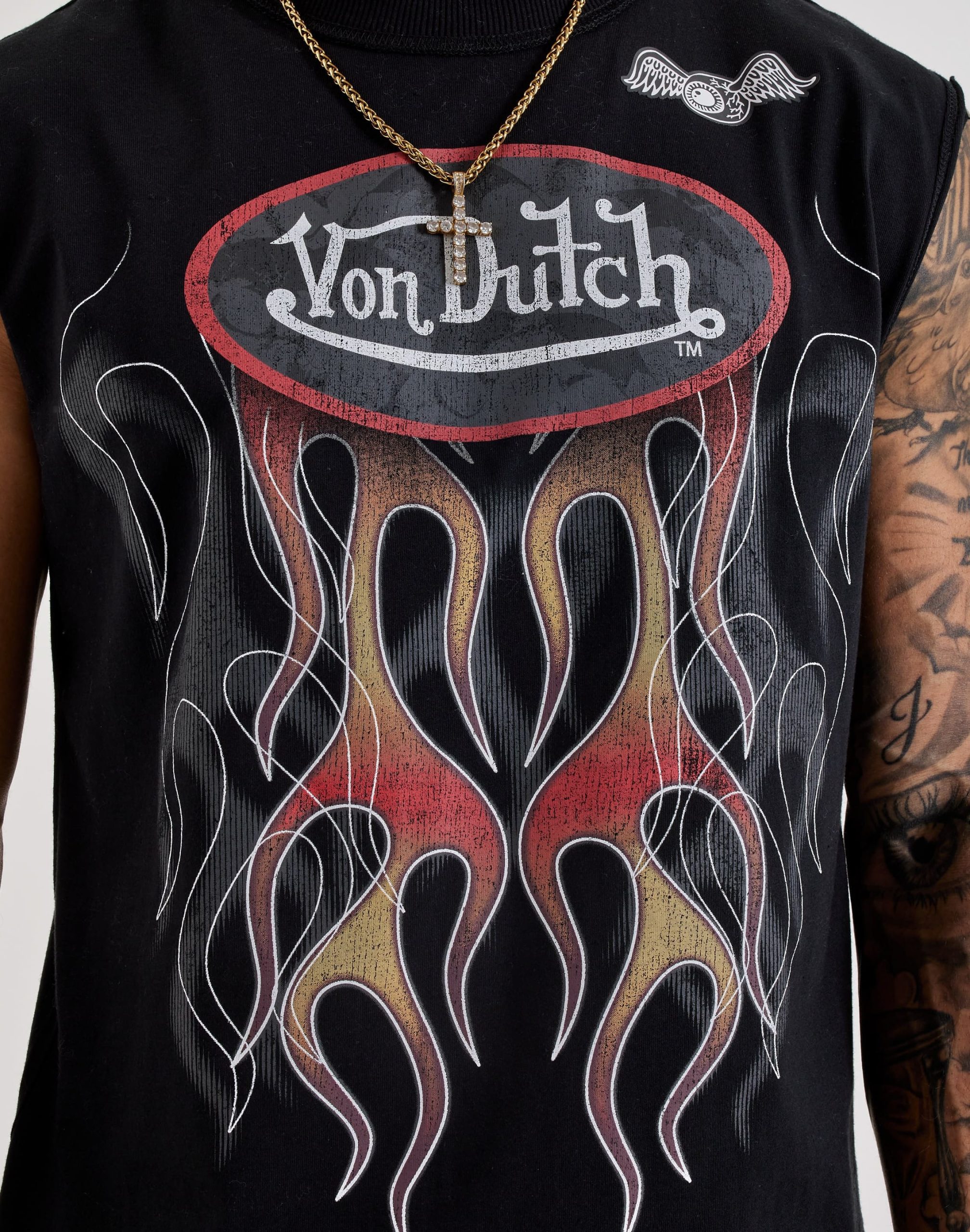 Von Dutch Classic Logo Flame Sleeveless Tee - Image 2