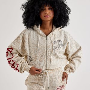 Von Dutch Raw Edge Full-Zip Fleece Hoodie