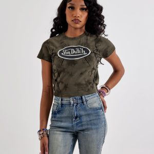 Von Dutch  Tie-Dye Logo Crop Tee
