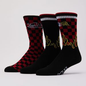 Von Dutch Flame Check Crew Socks 3-Pack