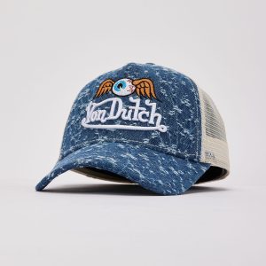 Von Dutch Miller Distressed Denim Trucker Hat