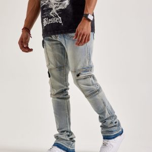WAIMEA Overdyed Stacked Cargo Denim Jeans