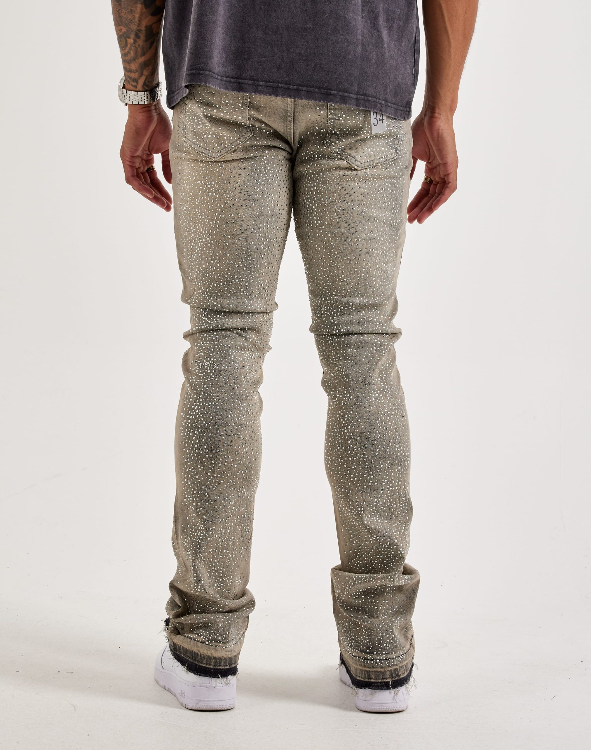 WAIMEA Stacked Rhinestone Distressed Denim Jeans - Image 3