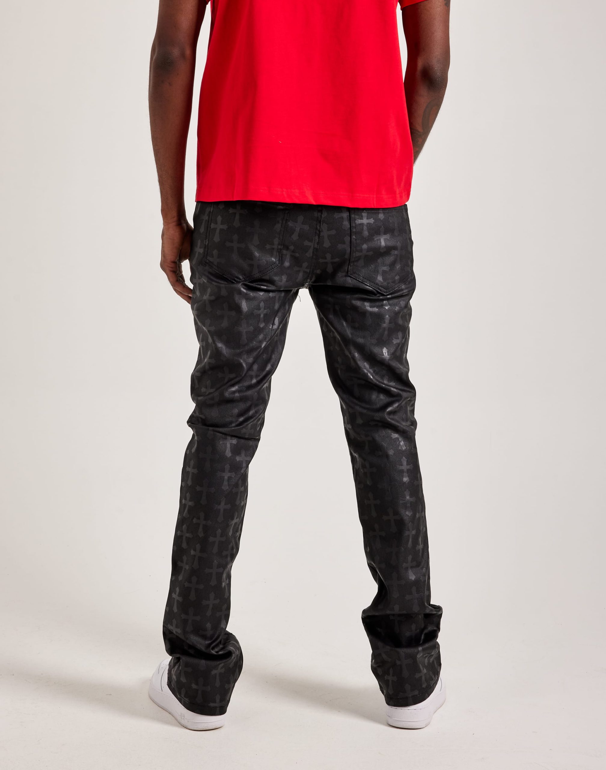 WAIMEA Stacked Coated Distressed Flare Denim Jeans - Image 2