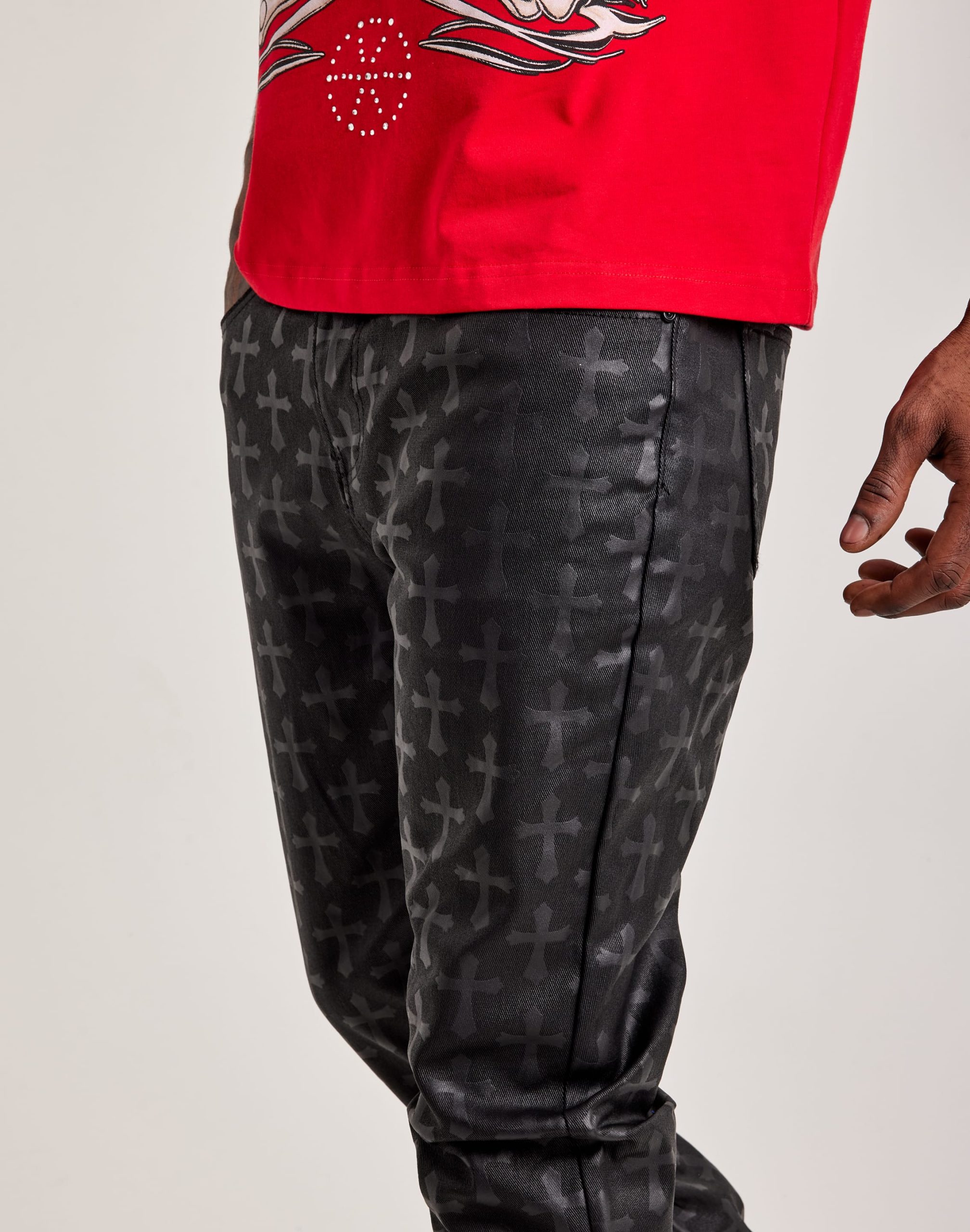 WAIMEA Stacked Coated Distressed Flare Denim Jeans - Image 3