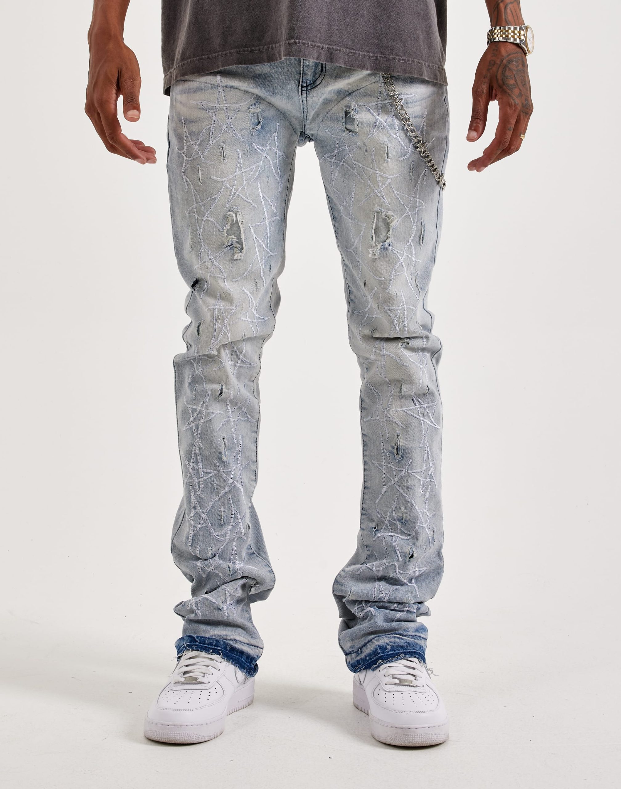 WAIMEA Stacked Star Distressed Denim Jeans - Image 2