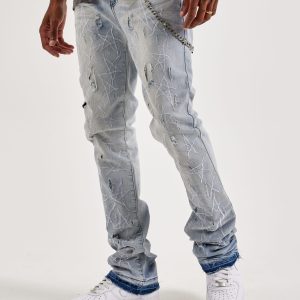 WAIMEA Stacked Star Distressed Denim Jeans