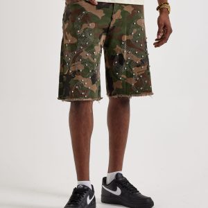 WAIMEA Rhinestone Flame Cutoff Shorts