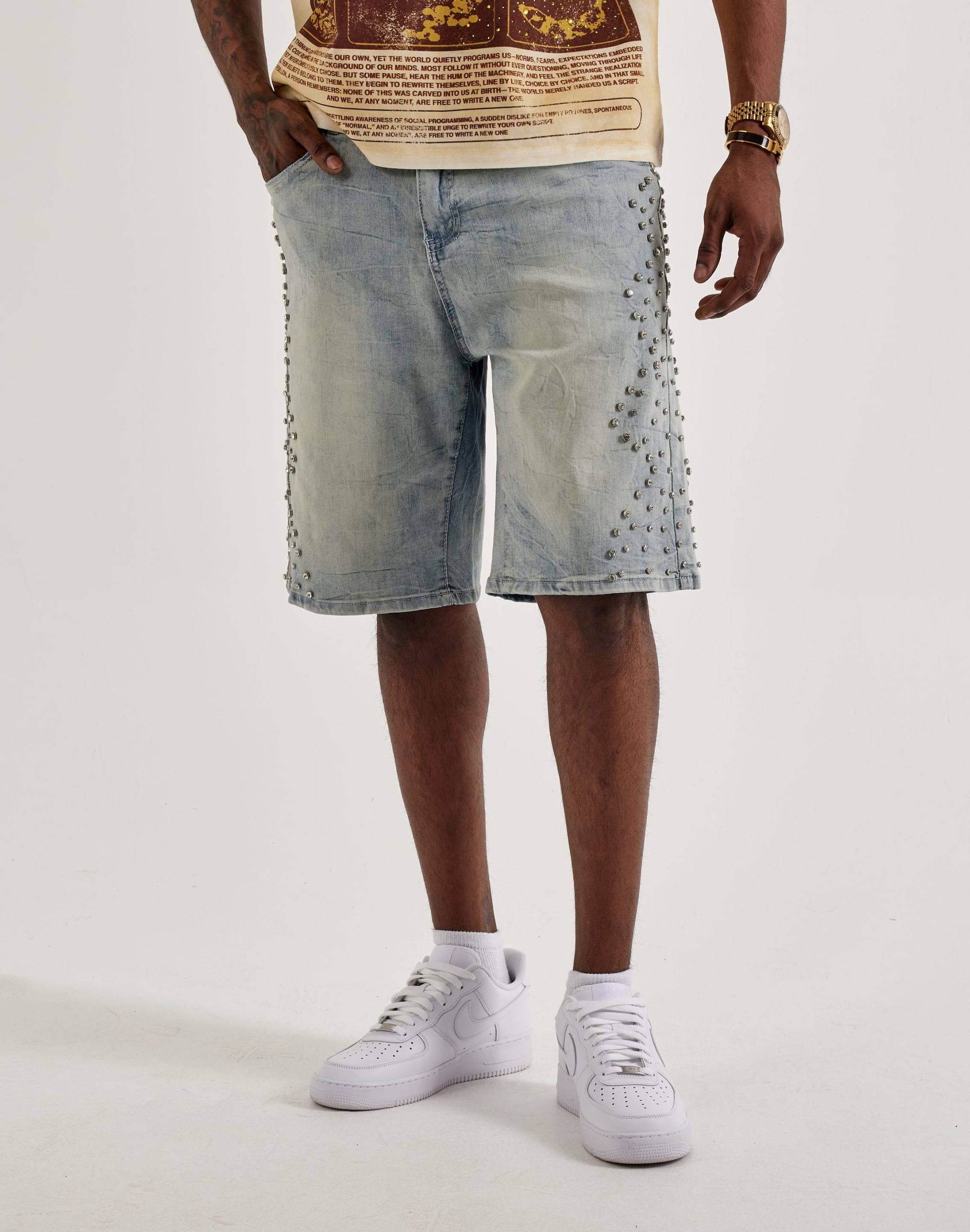 WAIMEA Rhinestone Denim Shorts - Image 2