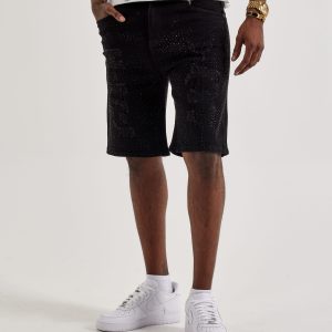 WAIMEA Distressed Rhinestone Denim Shorts
