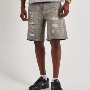 WAIMEA Distressed Rhinestone Denim Shorts