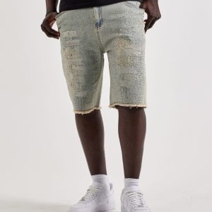 WAIMEA Distressed Rhinestone Denim Shorts