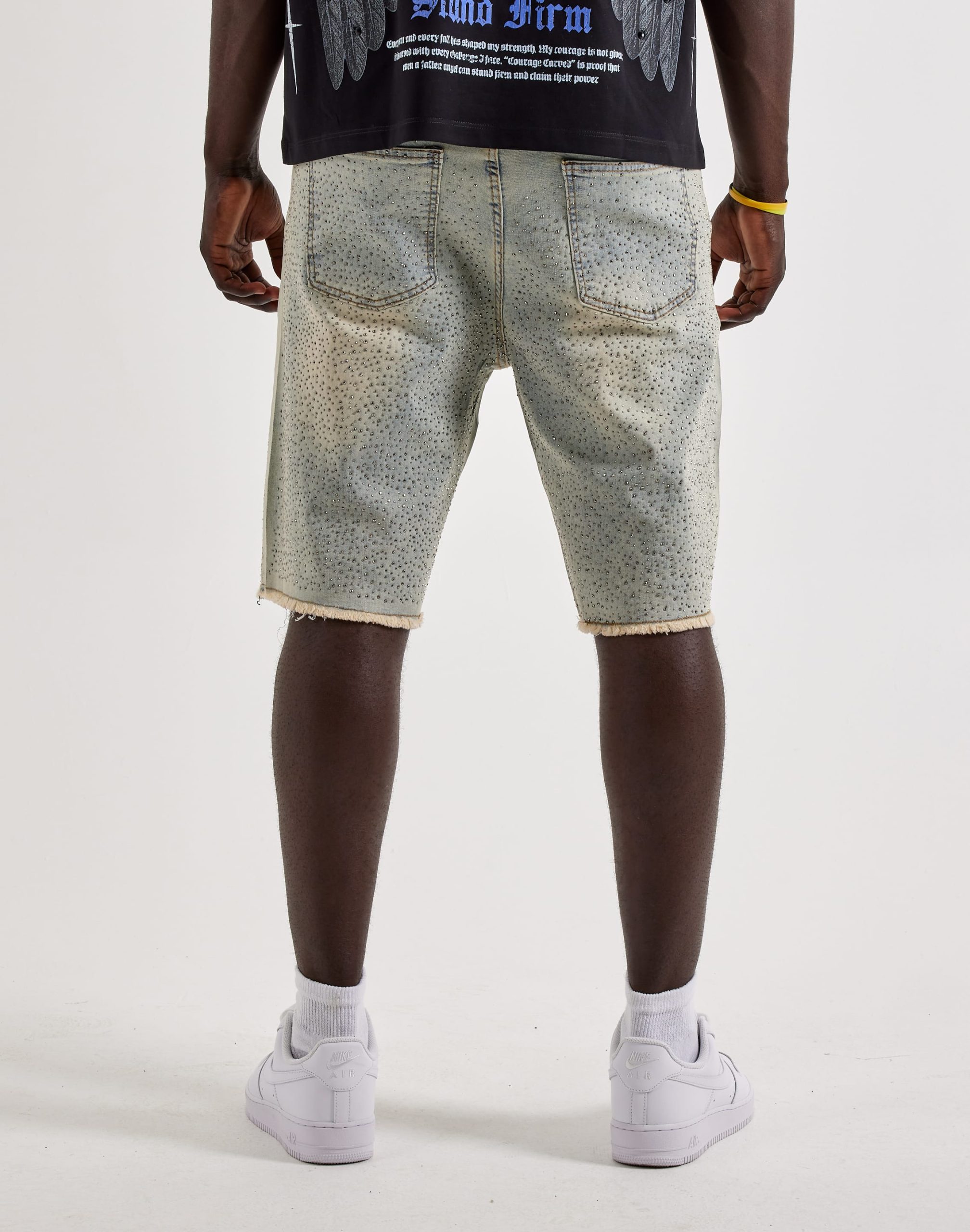 WAIMEA Distressed Rhinestone Denim Shorts - Image 4