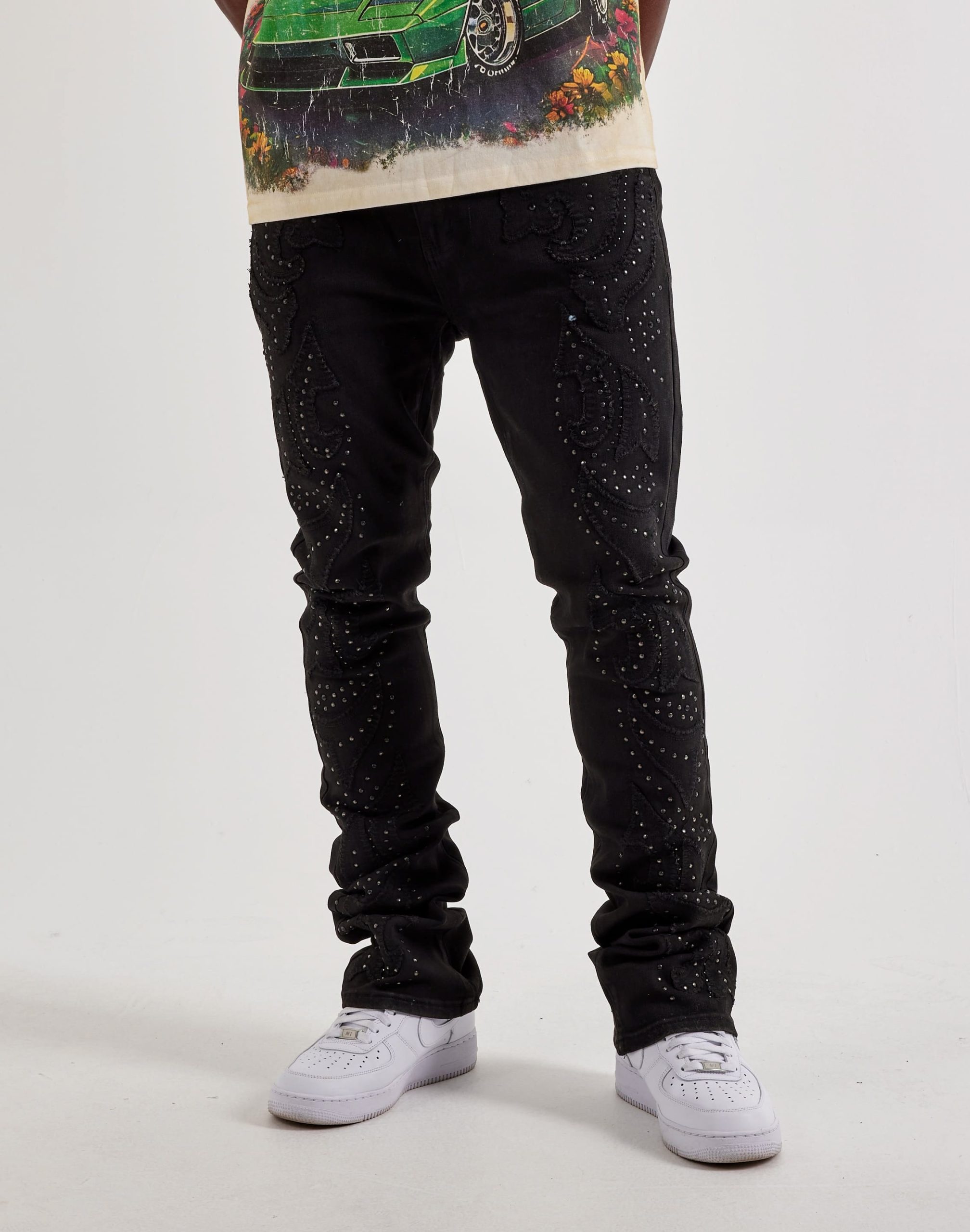 WAIMEA Stacked Western Stud Denim Jeans