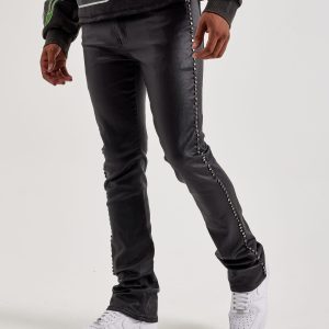 WAIMEA Wax Coated Stacked Metal Stud Denim Jeans