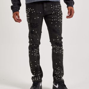 WAIMEA Slim Metal Stud Denim Jeans
