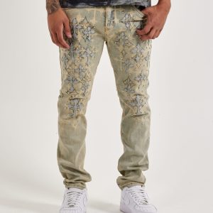 WAIMEA Slim Cross Overlay Denim Jeans