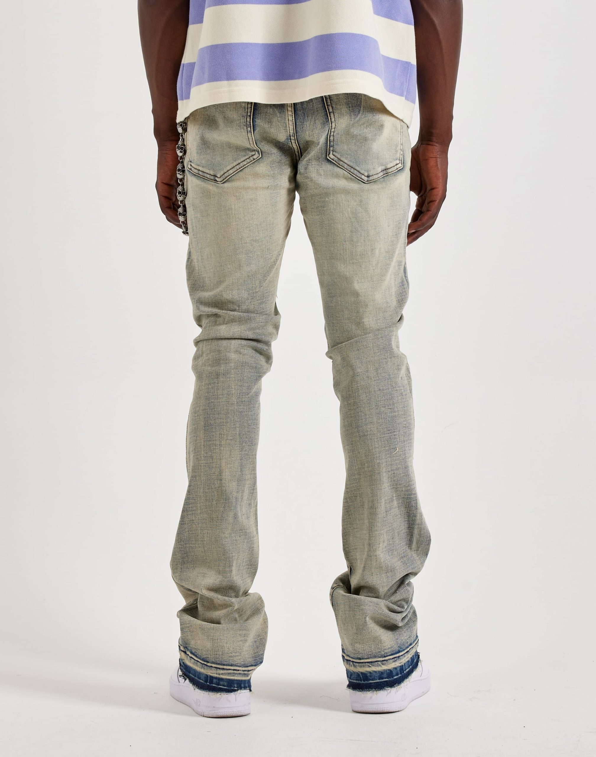 WAIMEA Stacked Distressed Skull Chain Denim Jeans - Image 4