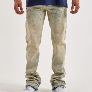 WAIMEA Stacked Flared Rhinestone Denim Jeans
