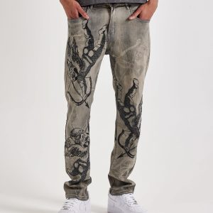 WAIMEA Angel Slim Rhinestone Denim Jeans