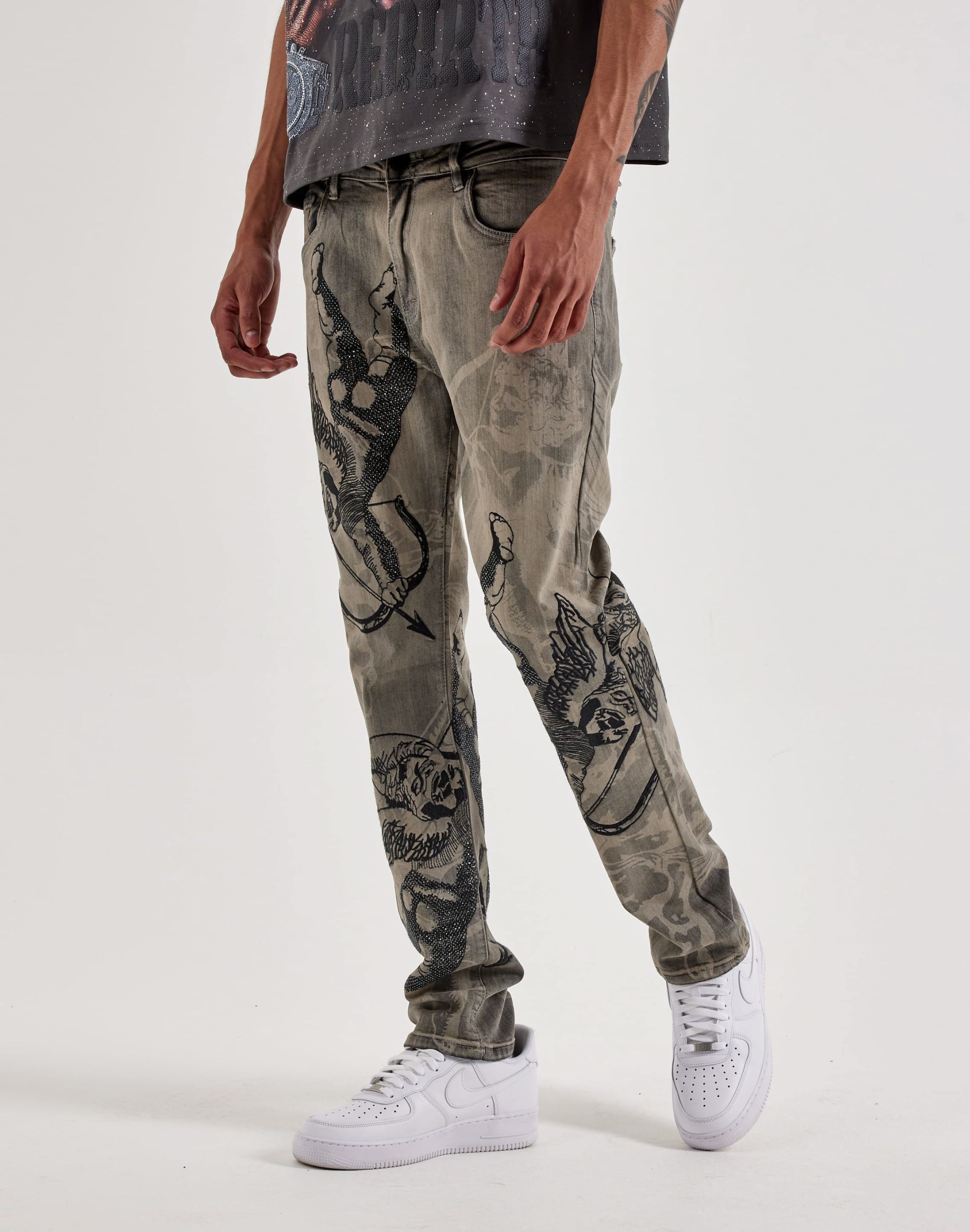 WAIMEA Angel Slim Rhinestone Denim Jeans - Image 2